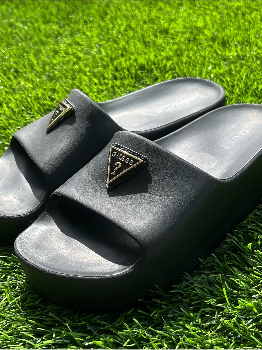 Guess black chunky platform sandals